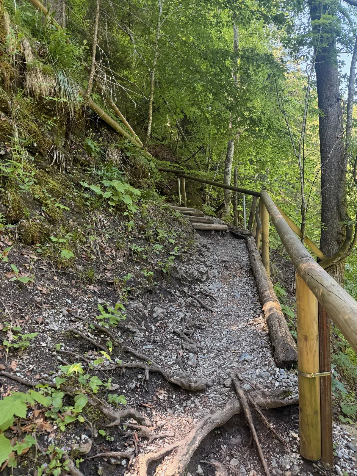 Narrow boardwalk through the Partnachklamm gorge, Zugspitz Ultratrail 107K at KM 82.1.